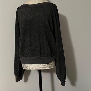 Ciao Bella Dark Gray Crew Neck Long Sleeve Fuzzy Sweatshirt